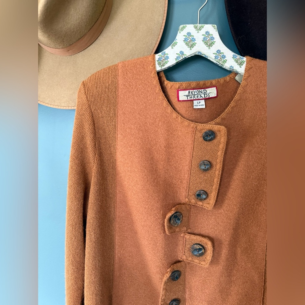 Beyond Threads Alpaca/Wool Sweater cardigan Sz Large - Picture 6 of 9